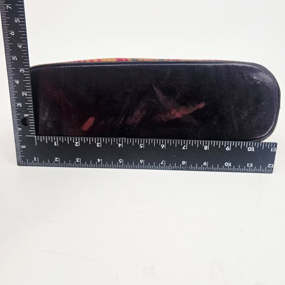 Vintage 70s Embosed Leather Hand Painted Egyptian Pharaoh Top Handle Bag Purse - Picture 6 of 14